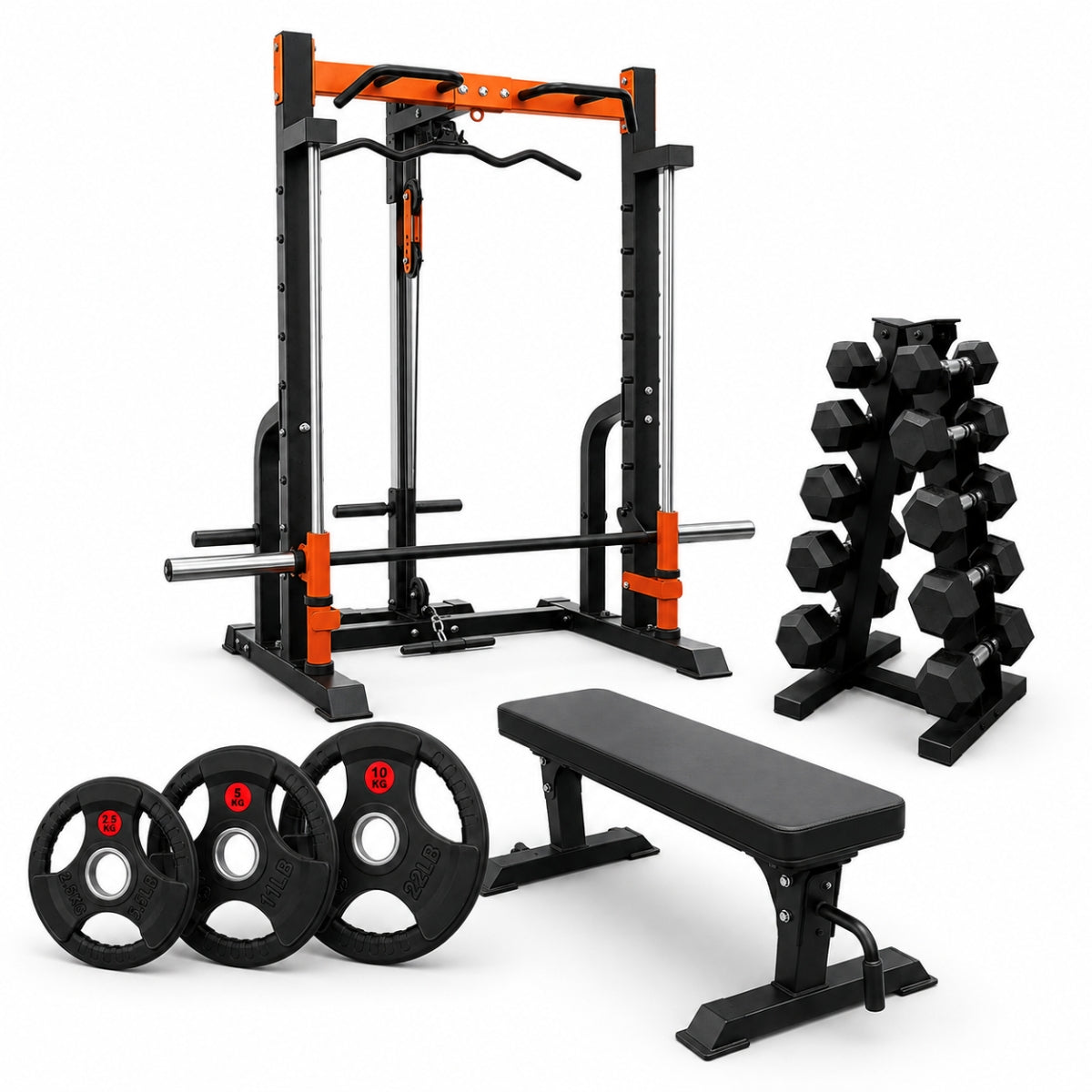 Paquete Essential Strength | Smith, Banco, Discos y Mancuernas