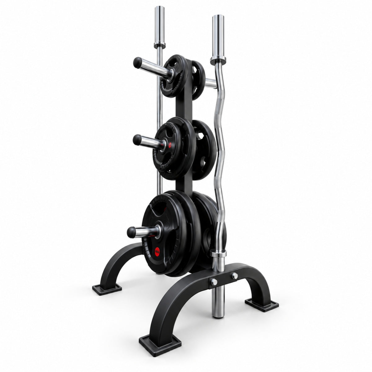 Paquete de Discos Olímpicos 105 kg con Rack y 2 Barras