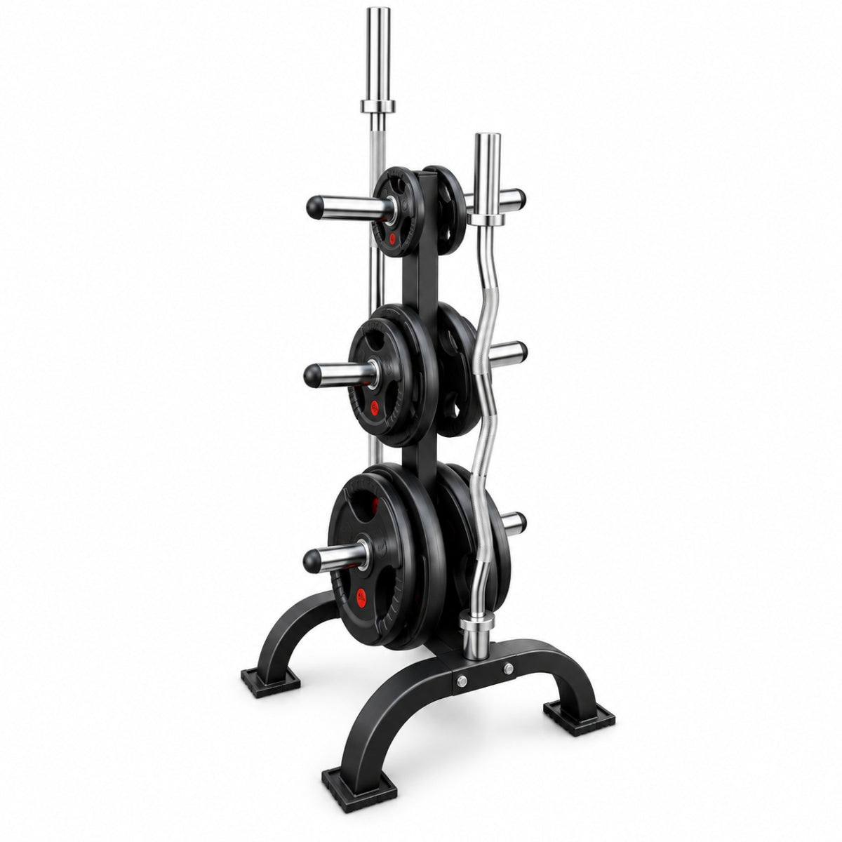 Paquete de Discos Olímpicos 105 kg con Rack y 2 Barras