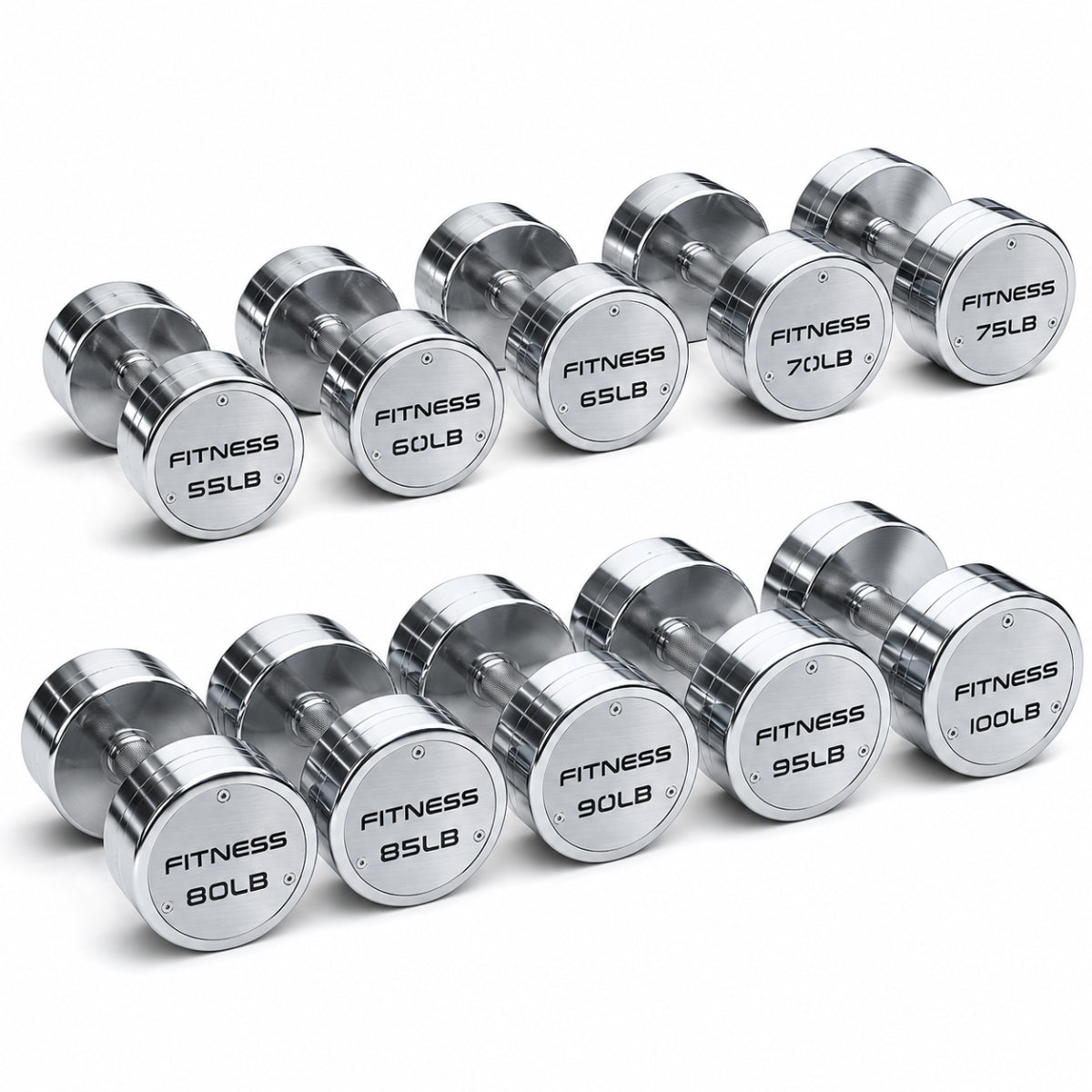 Set de Mancuernas Cromadas Premium de 55 a 100 lb