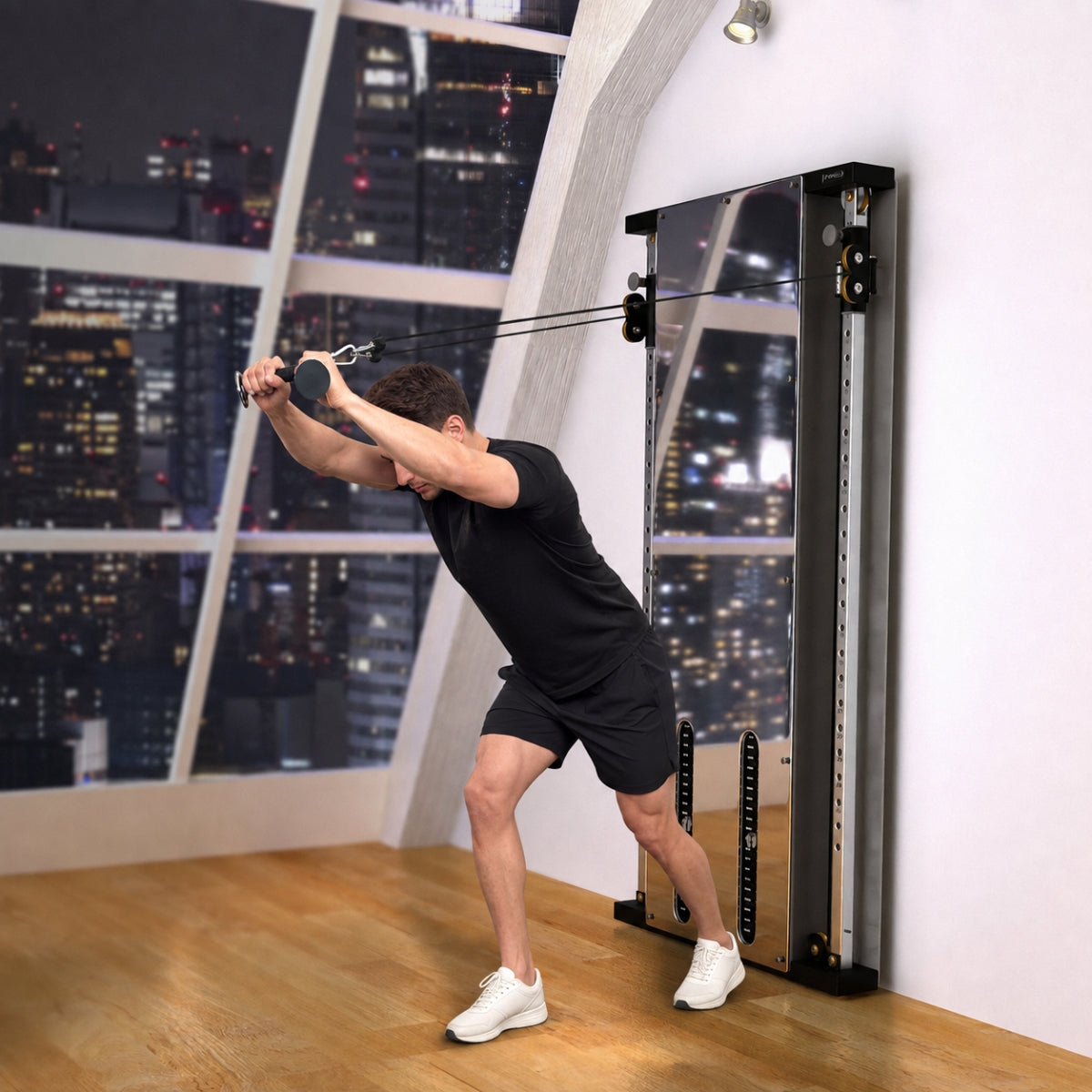 WallGym Elite Estación de Poleas Dobles con 100 kg de Peso Integrado