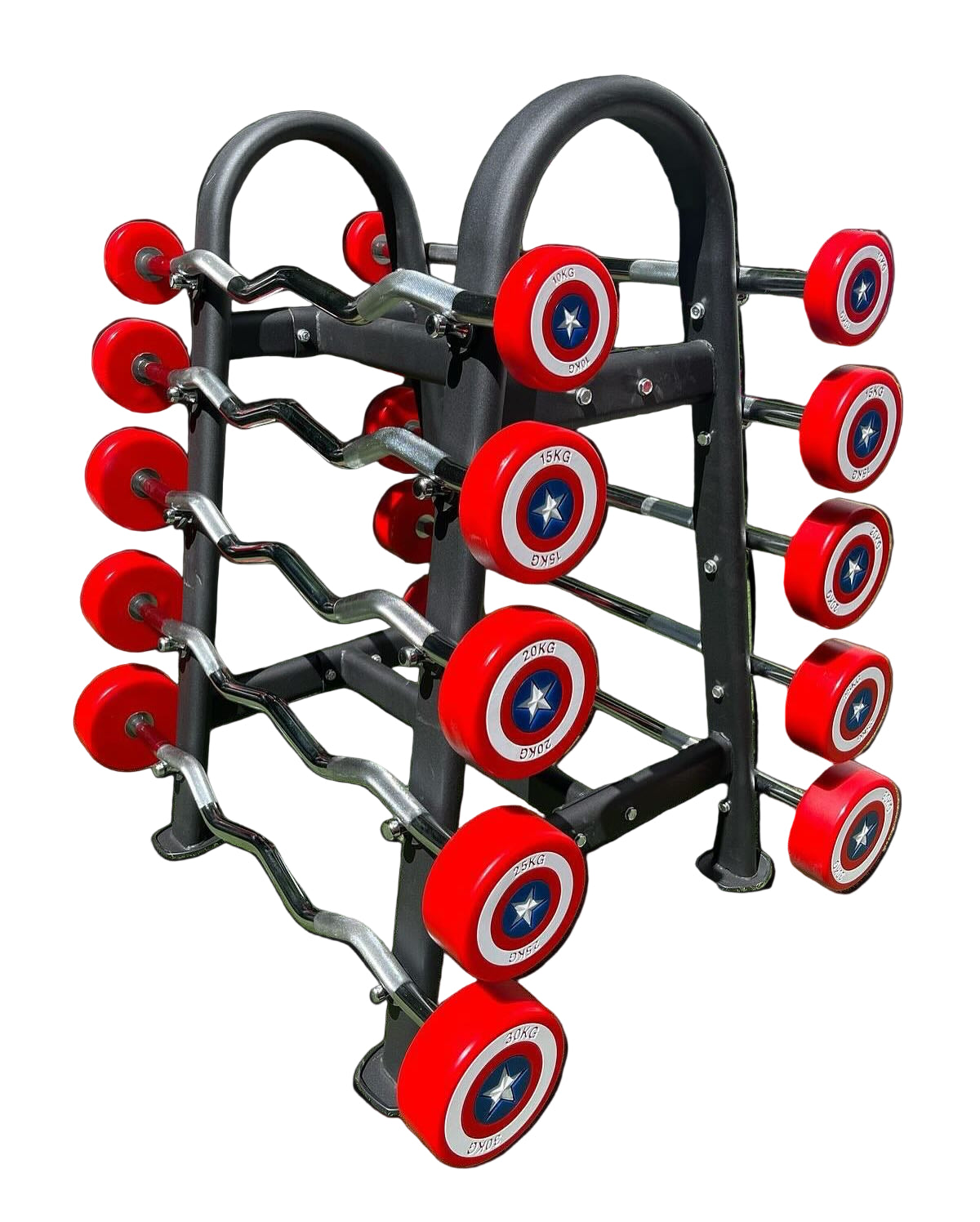 Rack con 10 barras de peso integrado 10-30 kg Capitán