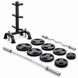 Paquete de Discos Olímpicos 105 kg con Rack y 2 Barras