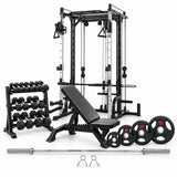 Paquete Power Strength con Powersmith, Banco, Barra, Discos y Mancuernas