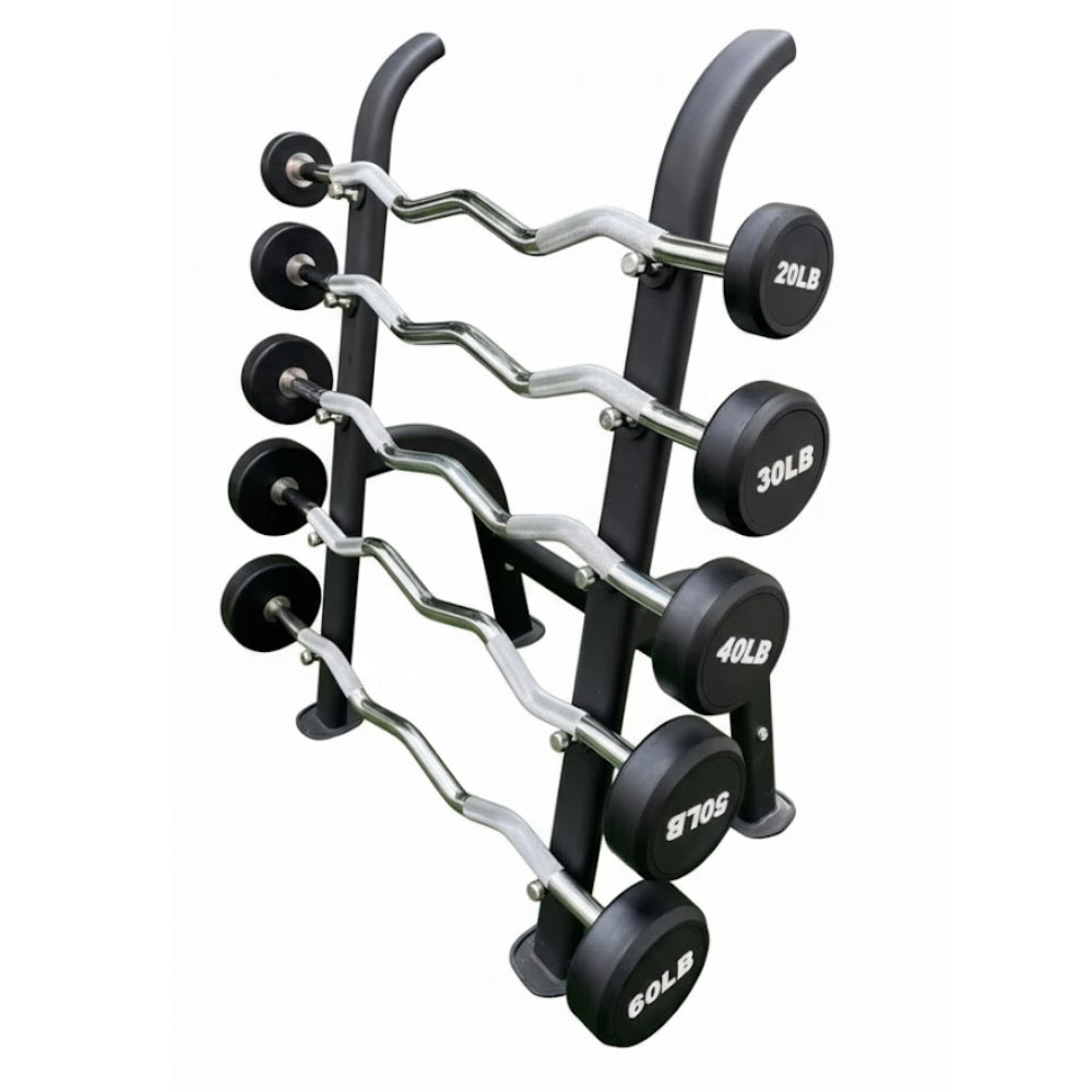 Set de 5 Barras Curvas con Peso Integrado (20–60 lbs) con Rack