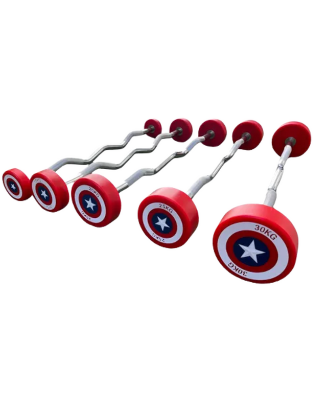 Set de 5 barras tipo Z Capitán América 10, 15, 20, 25 y 30kg image 0