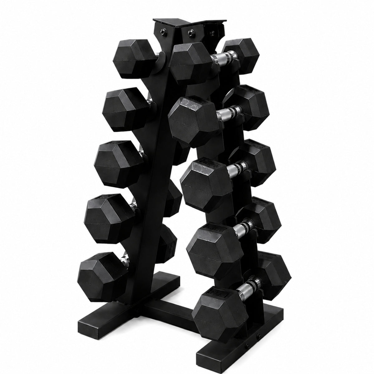 Set de Mancuernas Hexagonales con Rack (5 a 15 lb)