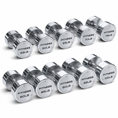 Set de Mancuernas Cromadas Premium de 55 a 100 lb