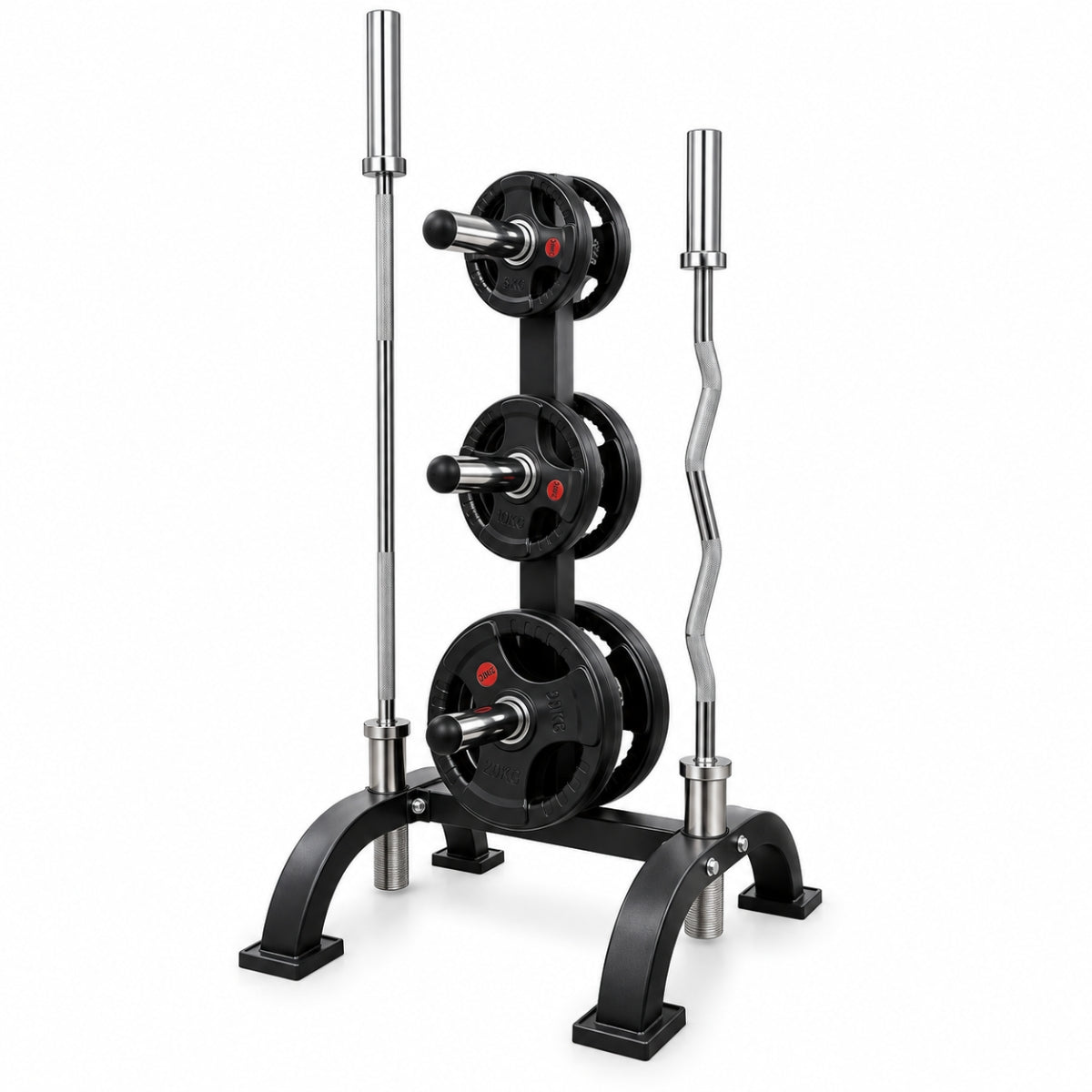 Paquete de Discos Olímpicos 35 kg con Rack y 2 Barras